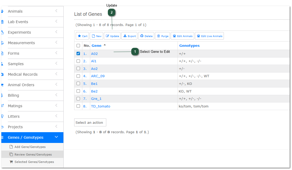 Edit Genes and Genotypes - Select