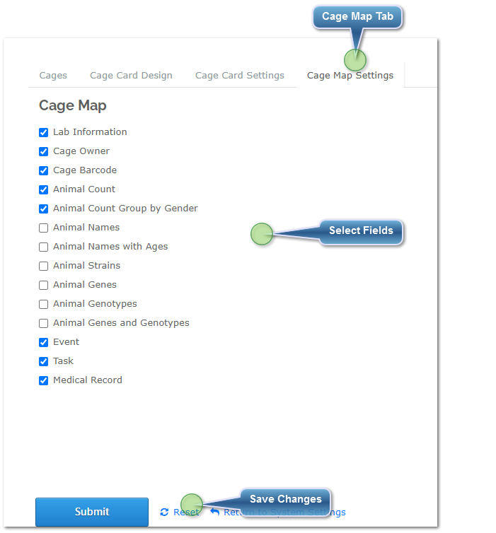 Cage Map Settings