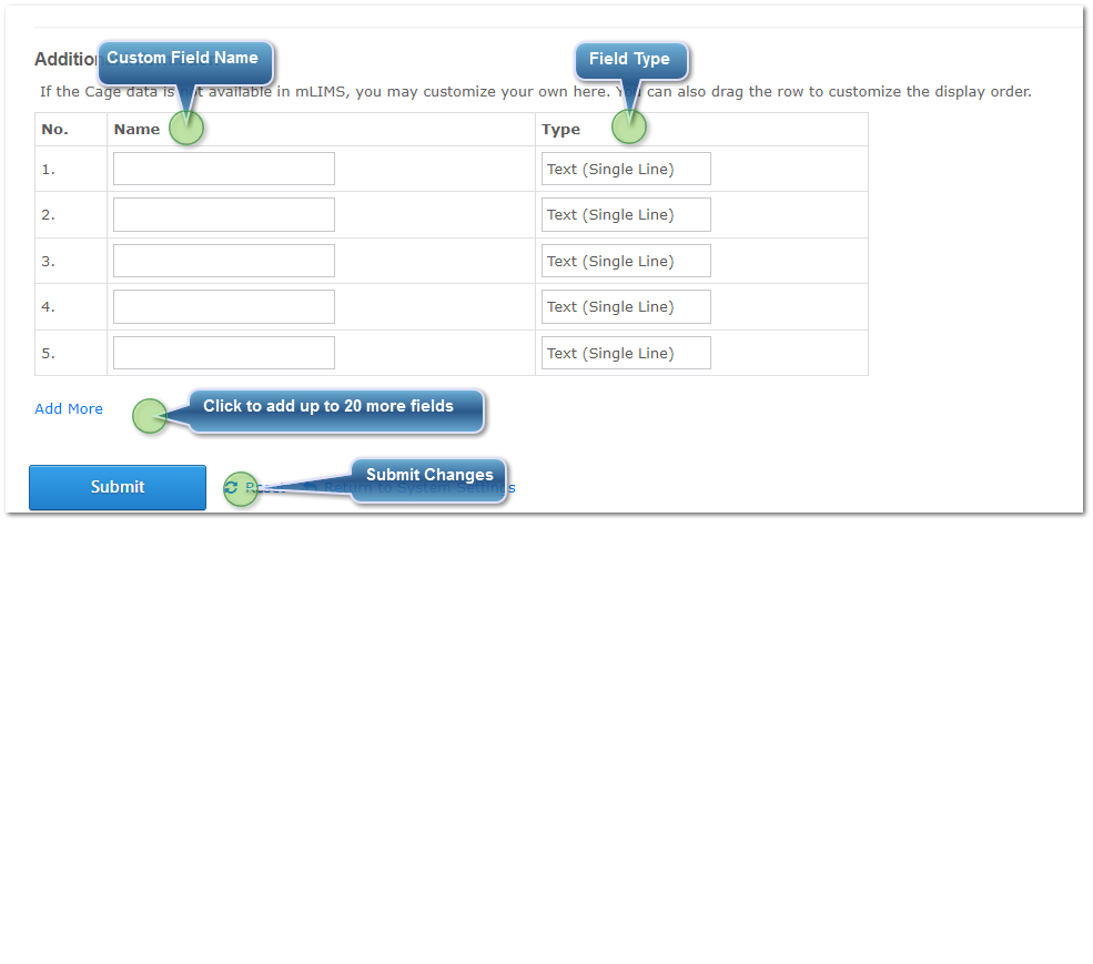 Cage Settings - Additional Information