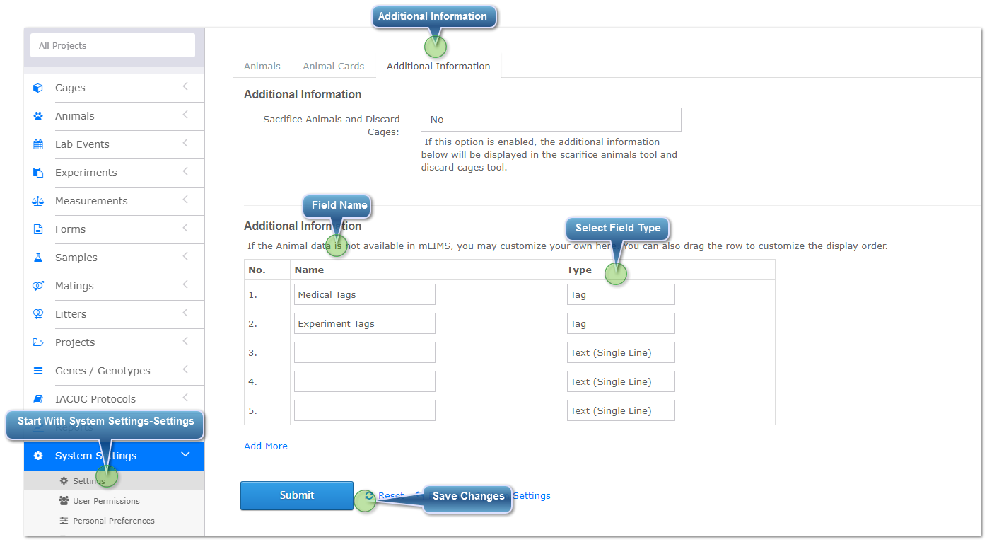 Create Animal Tags Custom Field