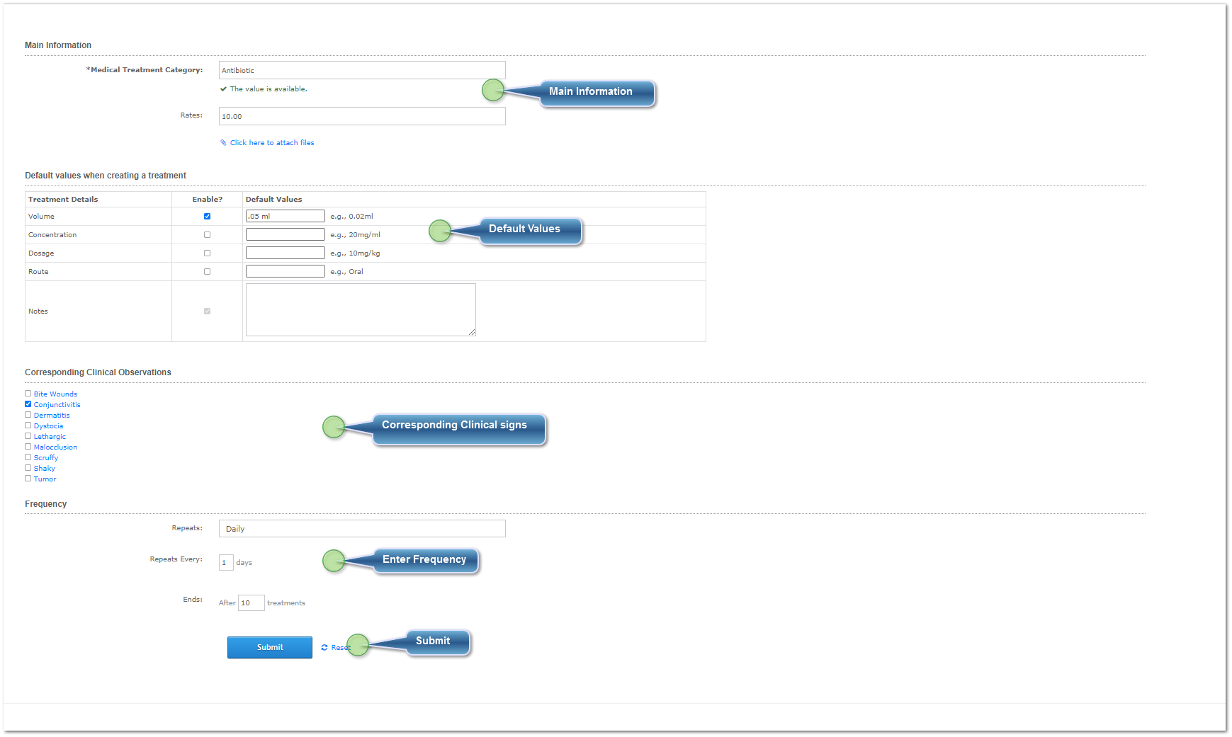 Create Medical Treatment Categories