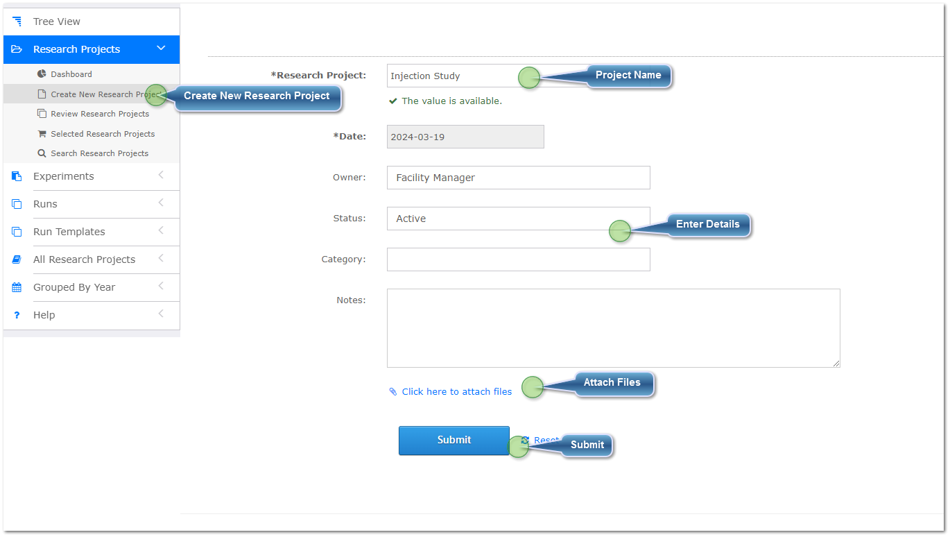 Create Research Projects