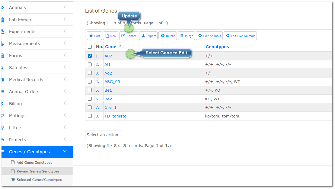 Edit Genes and Genotypes - Select