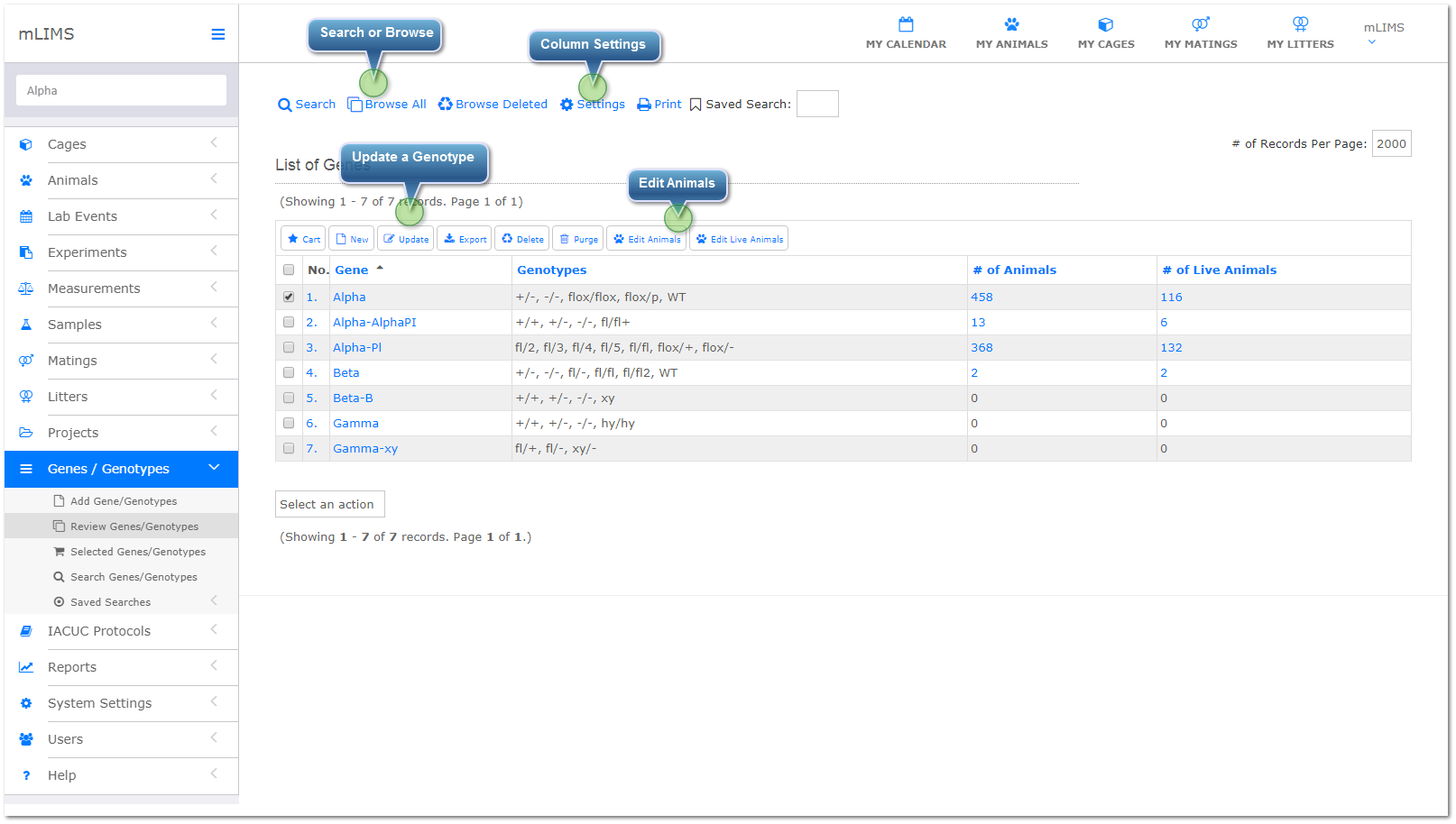 Review and Edit Genes and Genotypes